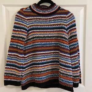 Loft xxsp Multi-Colored Mock Neck Striped Sweater